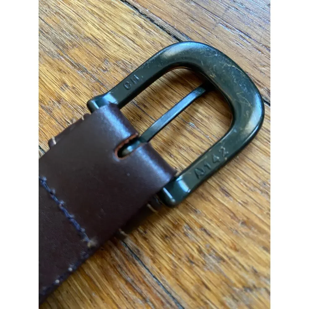 Vintage LACOSTE Green Woven Fabric Belt w/Leather Trim sz XS/S